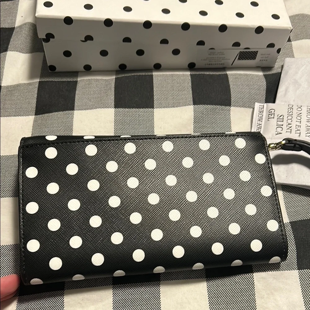 kate spade Black & White Polka Dot Wristlet Clutch